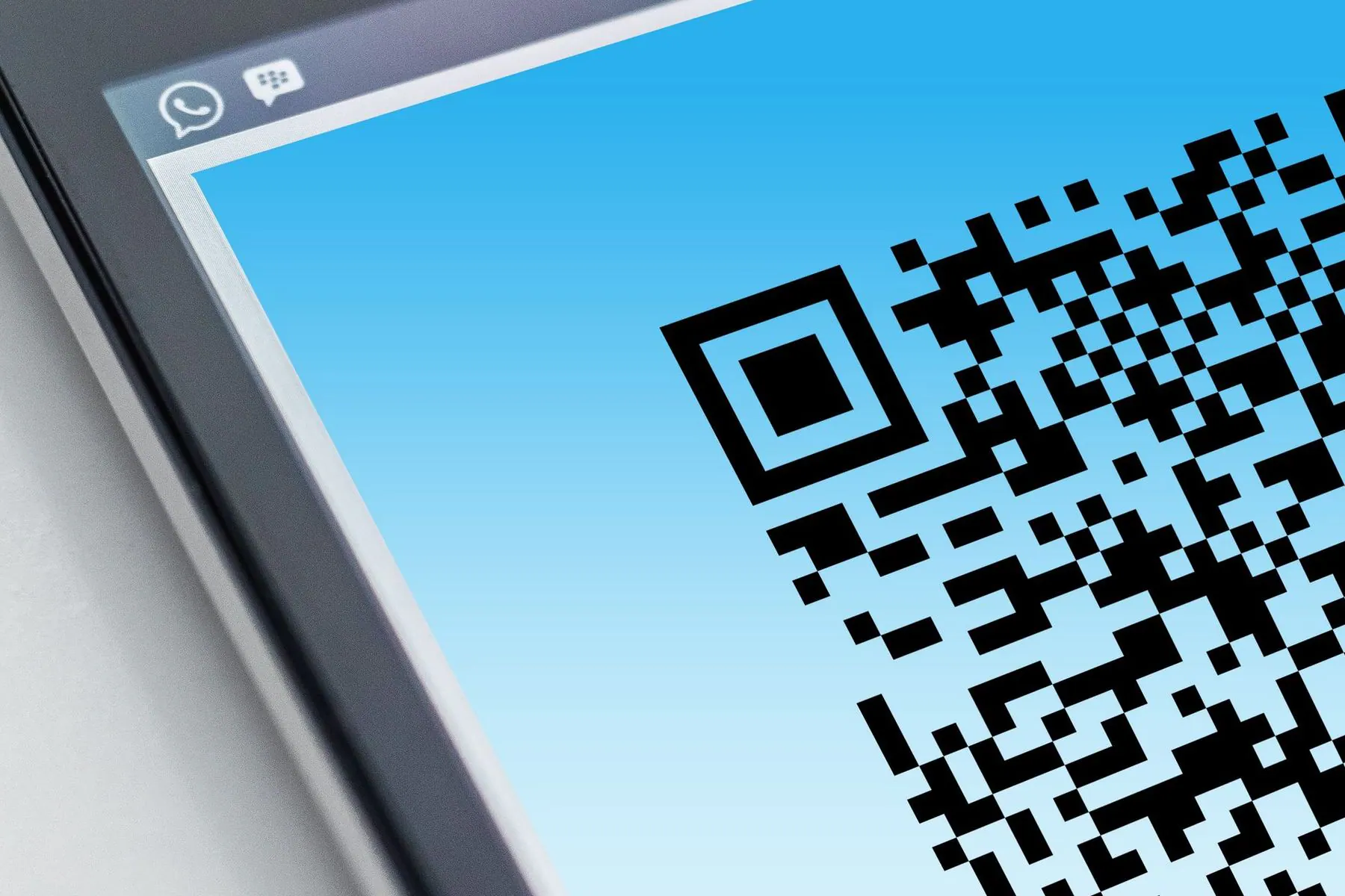 Close view of a customer-presented QR payment code