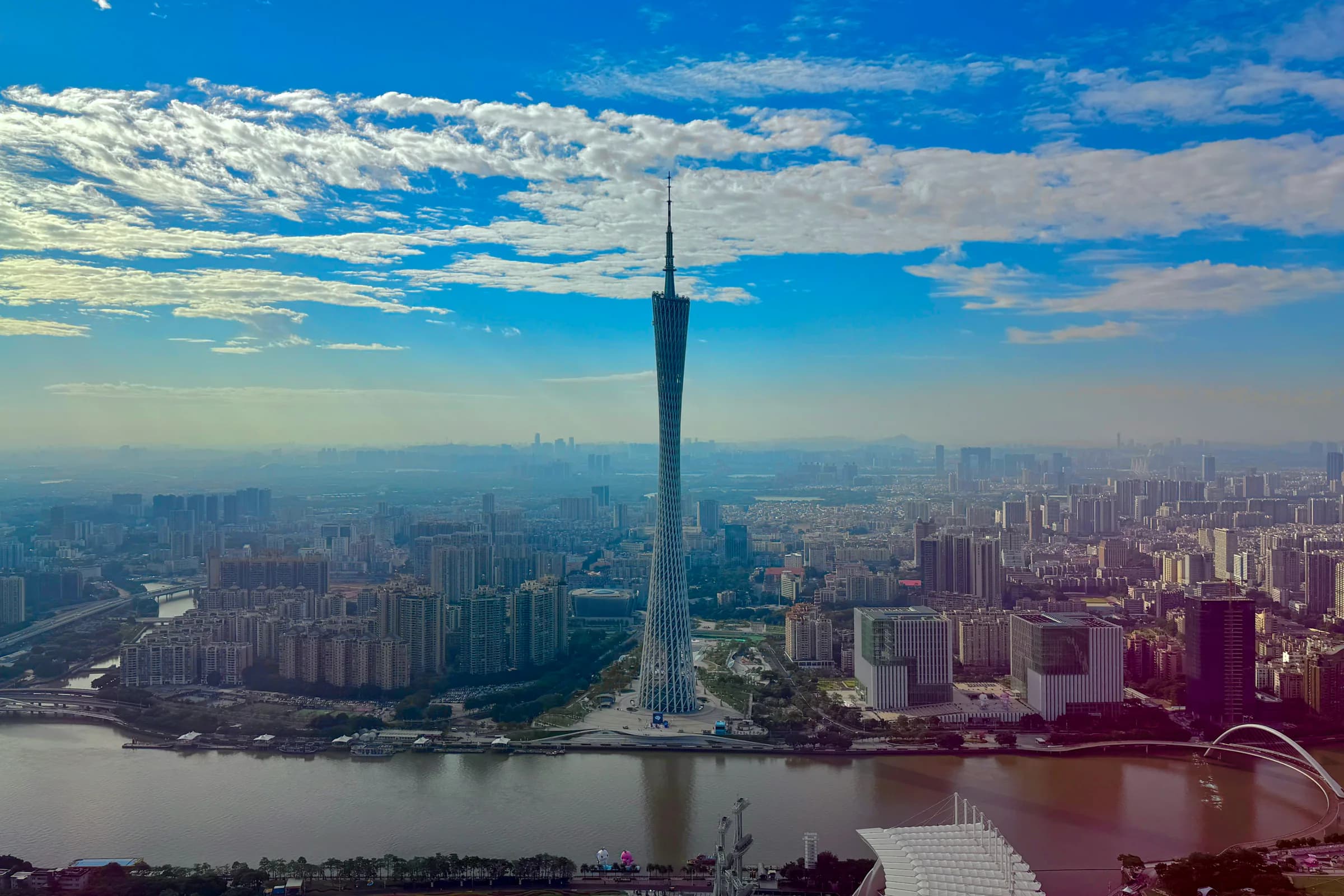 Canton Tower and the Pearl River across central Guangzhou