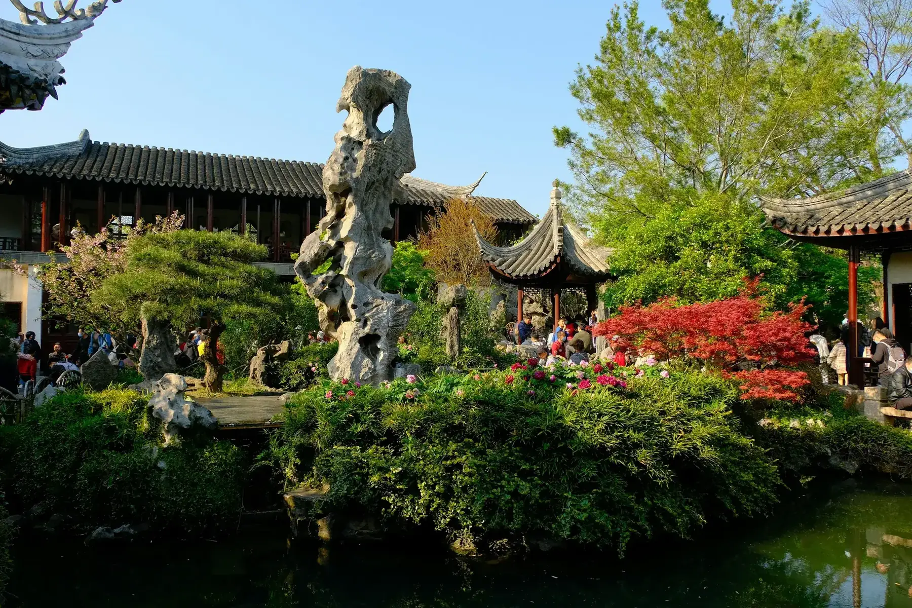Traditional architecture and trees in Suzhou's Lingering Garden